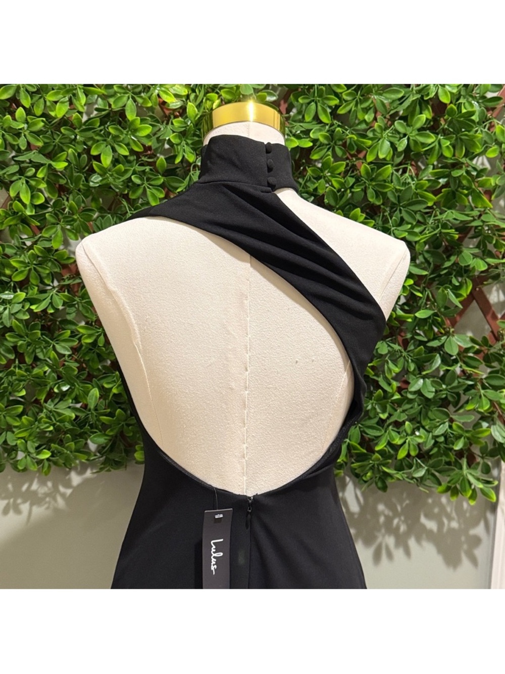 NWT- Keep It Interesting Black Asymmetrical Cutout Halter Dress - Picture 10 of 13